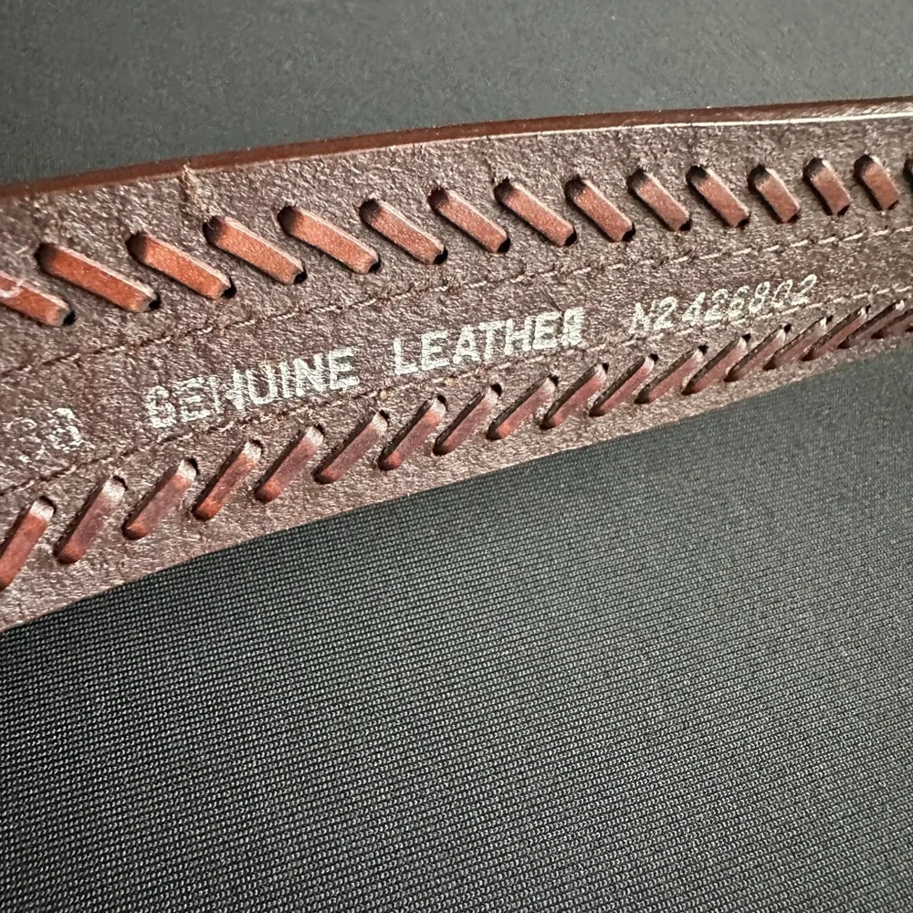 Men's Noona Brown Leather Belt with Silver Buckle